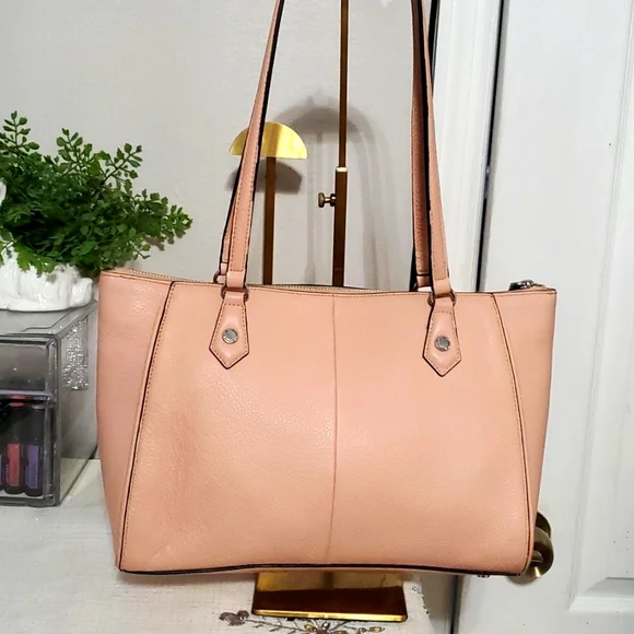 KARL LAGERFELD PINK PEBBLE LEATHER SATCHEL BAG - Picture 3 of 17